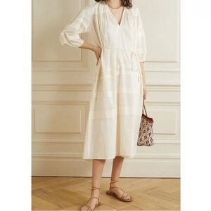 Apiece Apart - Mari Pintucked Organic Cotton-Voile Midi Dress - XS